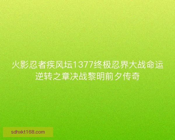 火影忍者疾风坛1377终极忍界大战命运逆转之章决战黎明前夕传奇